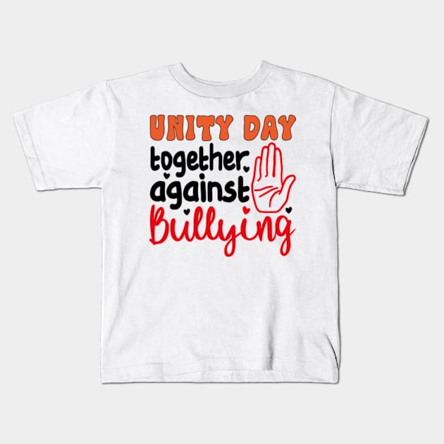 Together Against Bullying Orange Anti Bullying Unity Day Kids T-Shirt Kids T-Shirt by David Brown